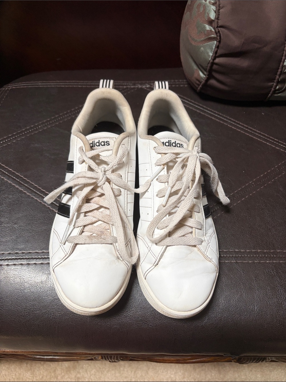 adidas White Sneakers with Black Stripes